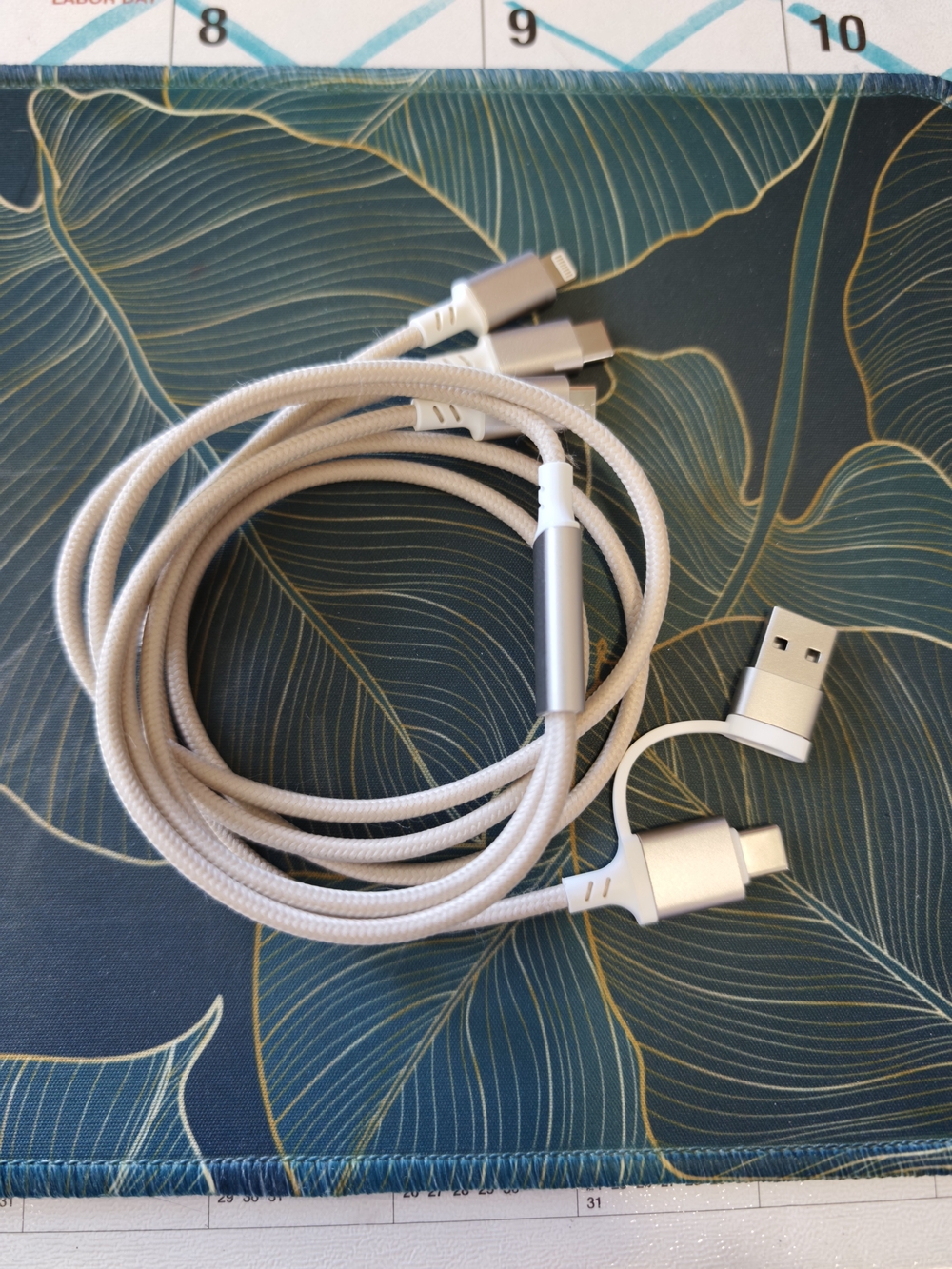 Universal 3-in-1 Braided Charging Cable - White
